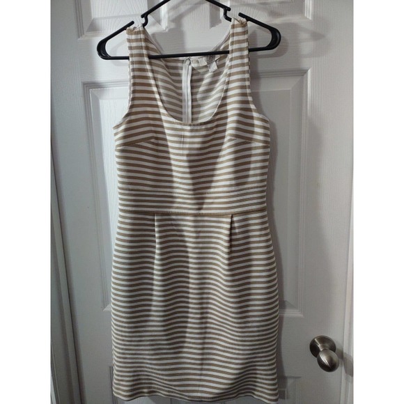 LOFT Dresses & Skirts - Loft Dress Size 4 Brown And White Stripes Sleeveless Looks Big See...